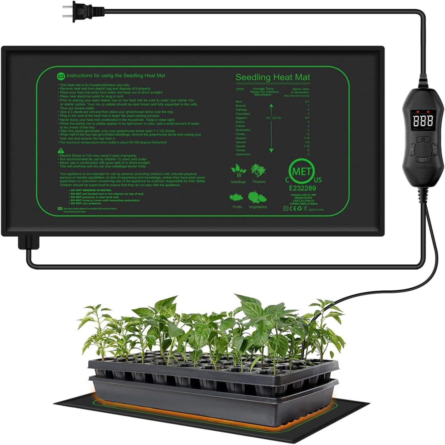 Heat Mat Seedling - Tapete Térmico para Sementes com Termostato
