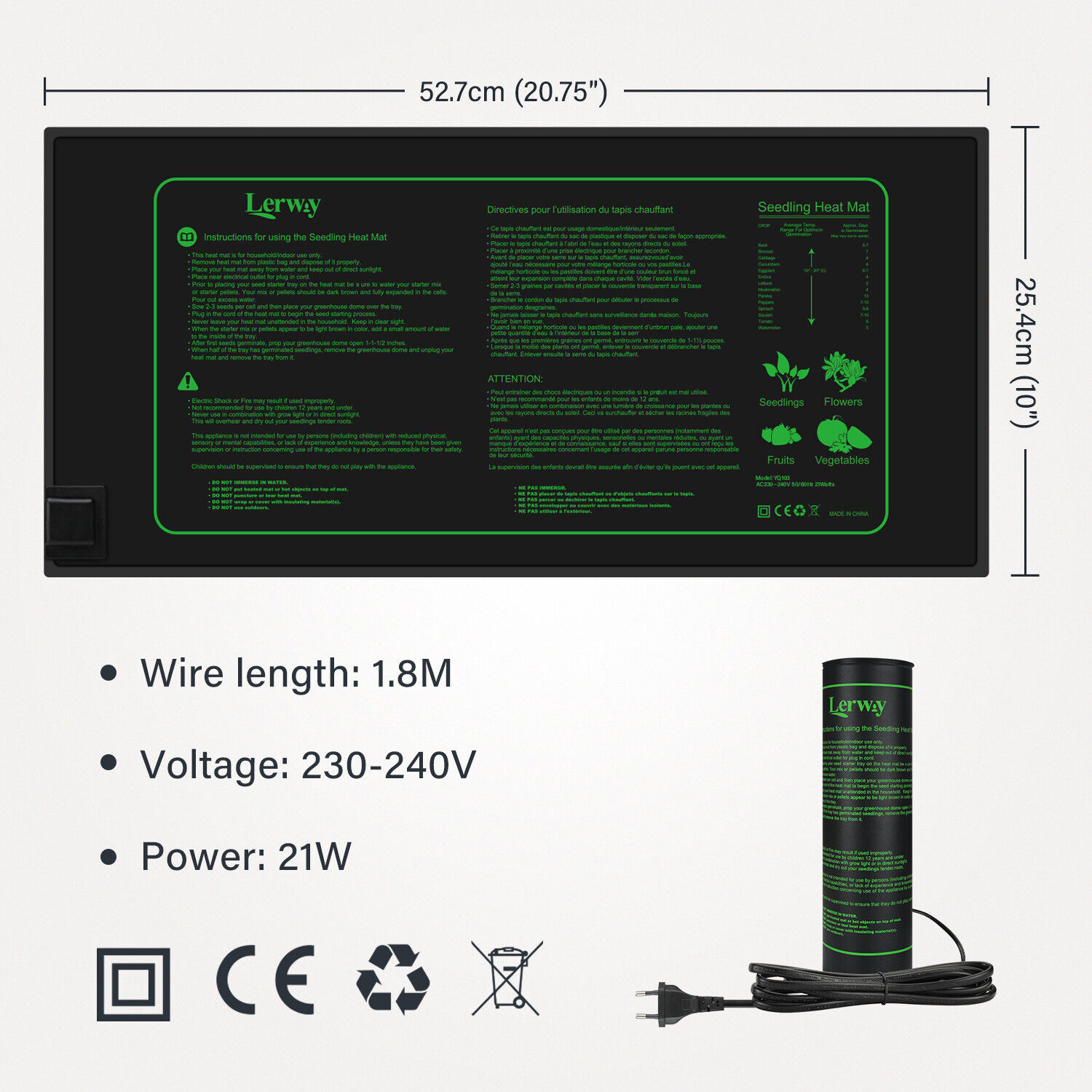 Lerway 21w esteira de aquecime - Heat Mat Seedling avaliação e preço