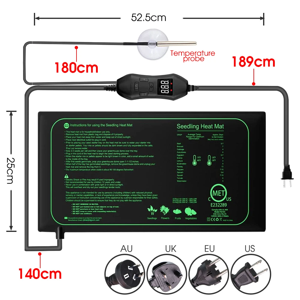 50w ue-eua/reino unido/au term - Heat Mat Seedling avaliação e preço